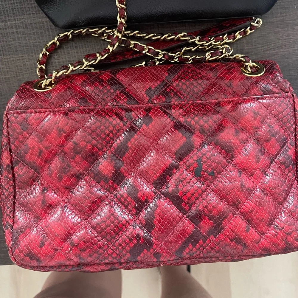 Red and black python leather Micheal Kors bag/ gold hardware. Condition good. - Picture 11 of 11